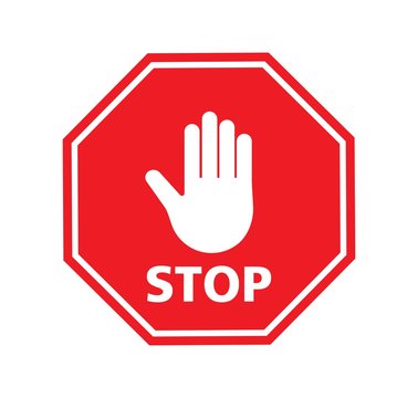 Stop Icon. Hand Gesture As Forbidden Illustration. Do not enter stop red sign with hand