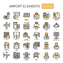 Airport Elements , Thin Line and Pixel Perfect Icons