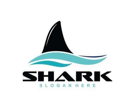 Shark logo with blue color, vector logo design template.