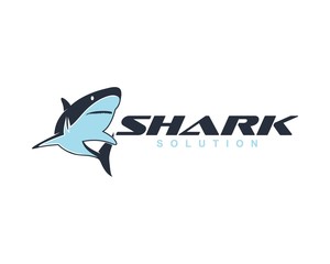 Shark logo with blue color, vector logo design template.