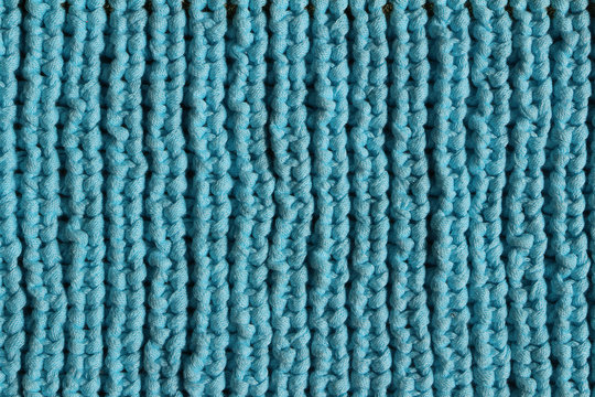 Turquoise Knitting Pattern In Brioche Stitch - Texture Background