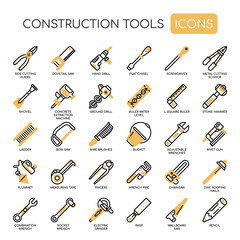 Construction Tools , Thin Line and Pixel Perfect Icons