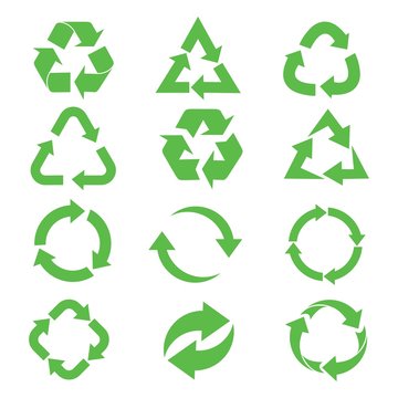 recycle icon set, Recycle Recycling symbol. Vector illustration. Isolated on white background.