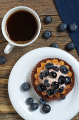 Coffee and blueberry cake