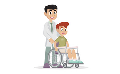 Doctor with wheelchair patient.