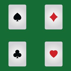 Vector set of icons for playing cards. Vector illustration symbols isolated