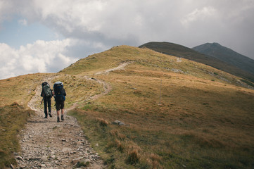 Fototapeta premium Hiking in the Low Tatra mountains in Slovakia, almost alone on the ridgeway, only majestic mountains