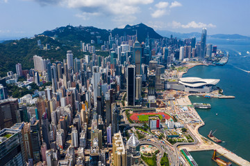 Top view of Hong Kong city