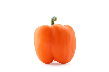 A fresh orange bell pepper isolated on white background