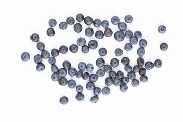 Tasty blueberries isolated on white background.