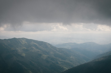 Fototapeta premium Hiking in the Low Tatra mountains in Slovakia, almost alone on the ridgeway, only majestic mountains