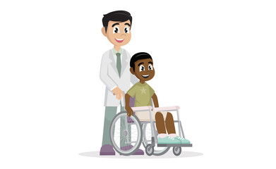 Doctor with wheelchair patient.