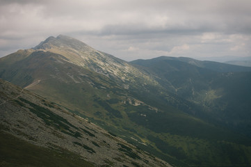 Hiking in the Low Tatra mountains in Slovakia, almost alone on the ridgeway, only majestic mountains