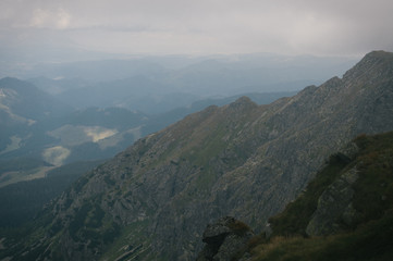 Naklejka premium Hiking in the Low Tatra mountains in Slovakia, almost alone on the ridgeway, only majestic mountains