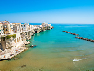 The coast and the houses of Vieste, Gargano, Puglia