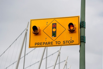 Prepare to stop traffic light sign