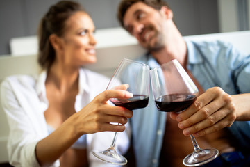 Passion portrait of attractive sensual couple in love