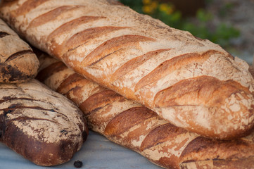 Closeup of traditional bread at the market