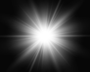 White beautiful light explodes with a transparent explosion. Vector, bright illustration for perfect effect with sparkles. Bright Star. Transparent shine of the gloss gradient, bright flash.