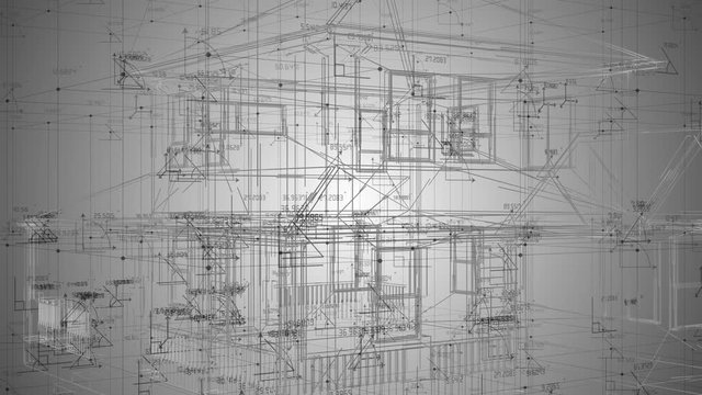 Blueprint - architectural design: the plan of a modern building
