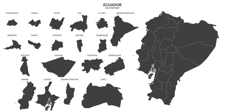political map of Ecuador on white background
