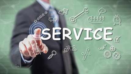 Man touching a service concept