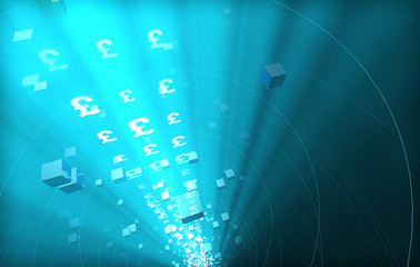 Future Digital Technology, Network Data Technology and Transmission, Financial Technology,Currency symbol, pound sterling