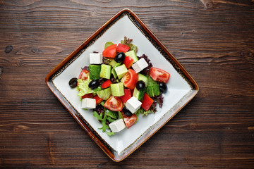 Greek salad . restaurant menu