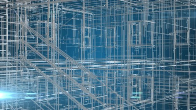 Architecture plan blue background house wire-frame abstract 