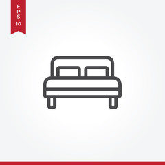Bed vector icon in modern style for web site and mobile app