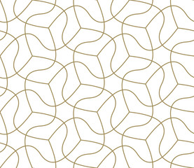 Seamless pattern with abstract geometric line texture, gold on white background. Light modern simple wallpaper, bright tile backdrop, monochrome graphic element