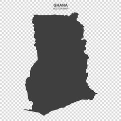 political map of Ghana isolated on transparent background - obrazy, fototapety, plakaty