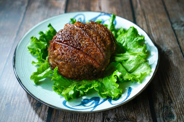 Steamed pork with flour. Traditional Chinese food: rice noodles and meat