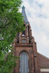 Fototapeta na wymiar Protestant parish of St. Bartholomew , church in Friedrichshain, Berlin, Germany
