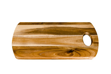 Brown Wood Butcher Plate Isolated On White Background With Clipping Path