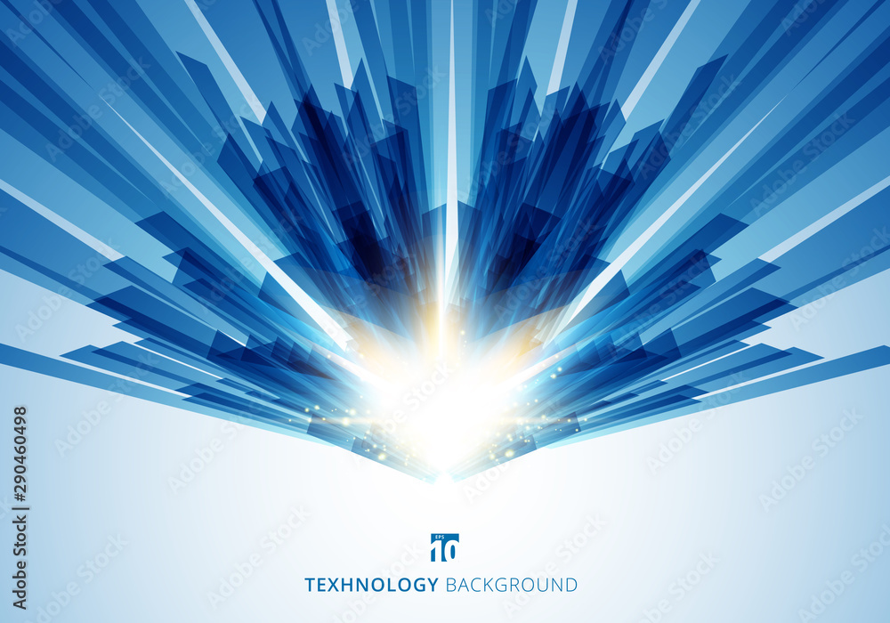 Poster abstract motion geometric shiny blue overlapping technology concept perspective background with expl