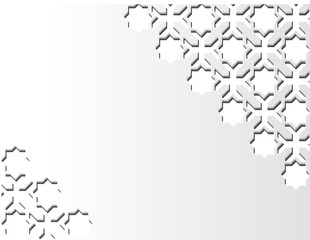 White rough geometric corner design. 3d isometric mosaic vector pattern for background, card, banner. Geometric creative design.