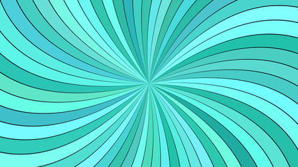 Turquoise psychedelic abstract striped spiral background design - vector illustration from curved rays