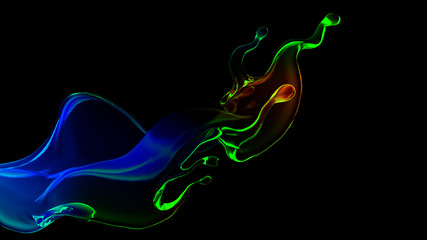 Splash fluid. 3d illustration, 3d rendering.