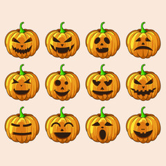 set of halloween pumpkins