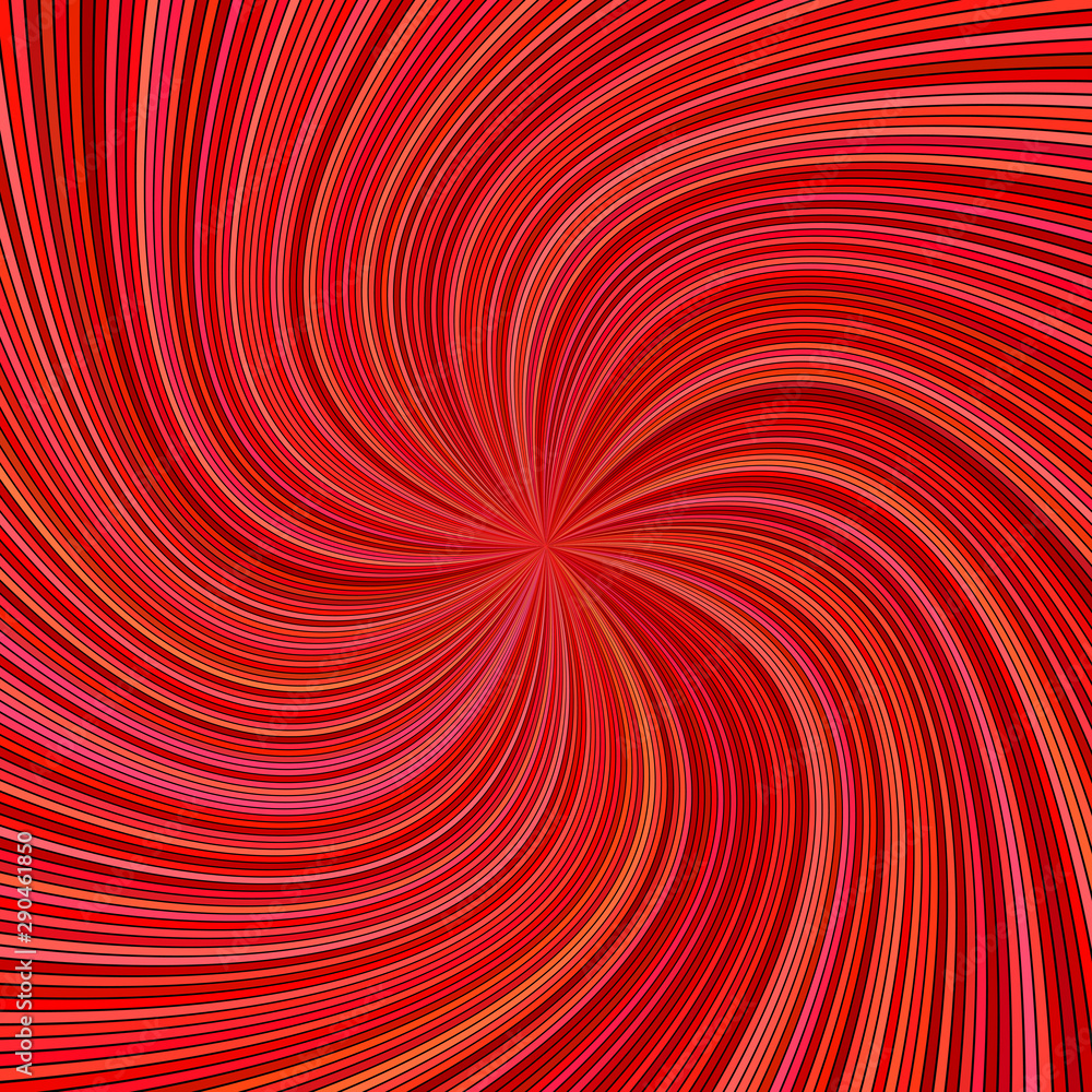 Poster red abstract psychedelic spiral stripe background - vector curved burst graphic design