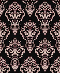 Fototapeta premium Vector damask seamless pattern background. Classical luxury old fashioned damask ornament, royal victorian seamless texture for wallpapers, textile, wrapping. Exquisite floral baroque template.