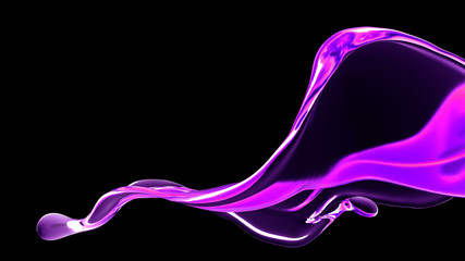 Splash fluid. 3d illustration, 3d rendering.