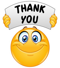 emoticon with thank you sign