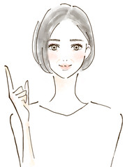 ポイントを説明するシニア女性 ミドル世代の人物 おばあさん おばあちゃん