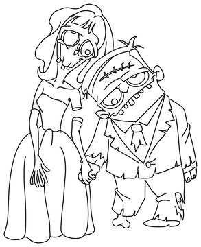 outlined zombie wedding