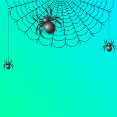Spiders on a web, on a light background, eps 10
