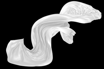 Abstract background of colored wavy silk or satin on black background.