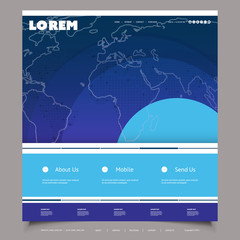 Global Business, Technology - Website Template Design with World Map
