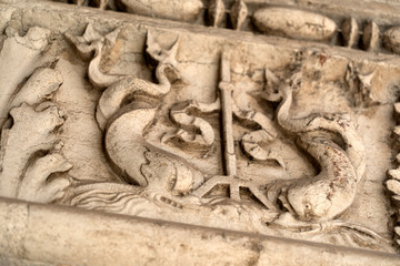 doge ducal palace venice capital of column wayside detail bas relief sculpture